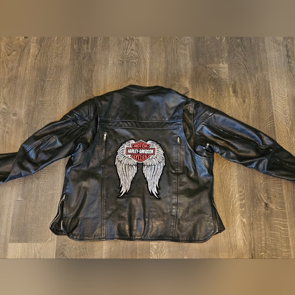 Harley-Davidson Black Leather Jacket with Winged Emblem